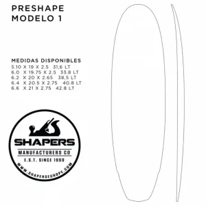 Achat Immédiat Planche de surf Preshape Modèle 1