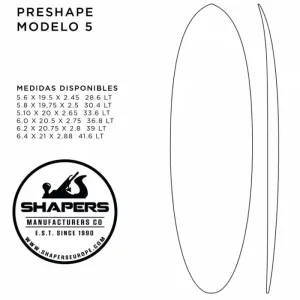 Commander Vite Planche de surf Preshape Modèle 5