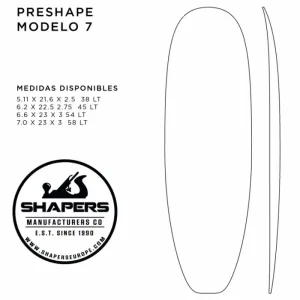 Paiement Sécurisé Planche de surf Preshape Modèle 7