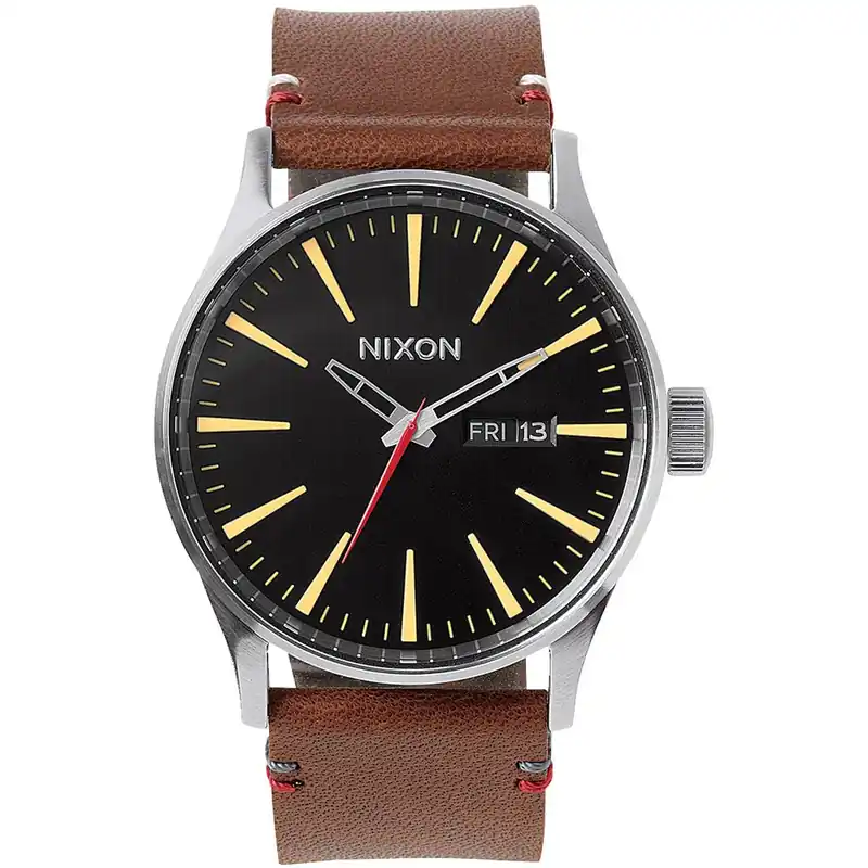 MONTRE NIXON SENTRY LEATHER - BLK/BROWN Jusqu'à Épuisement Des Stocks
