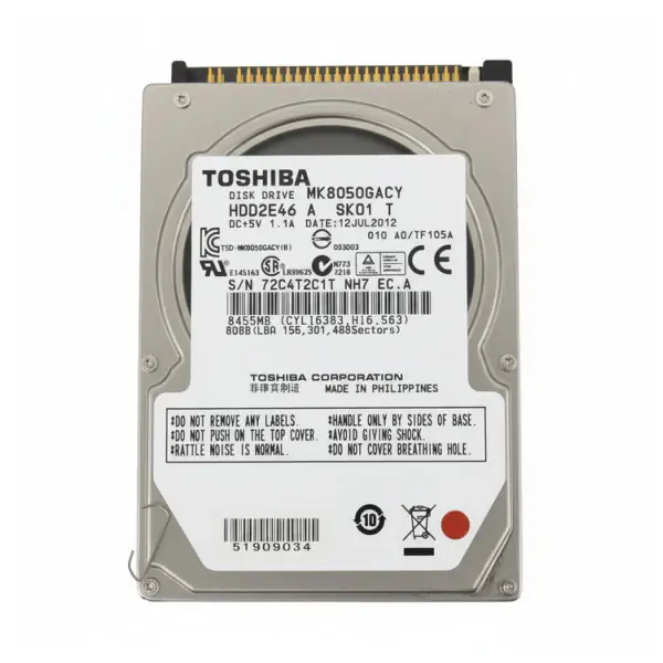 Toshiba MK8050GACY Internal Hard Drive (HDD) 80GB Expédié Aujourd'hui
