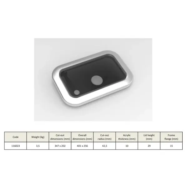 Goiot Opal T20 Aluminum Hatch 401 x 256 mm - 116.103 Commander Maintenant