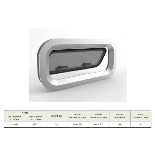 Marque Goiot Christal 33.13R Aluminum Opening Portole 380 x 180 mm - 99521
