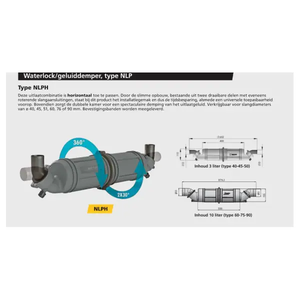 Vetus NLph60 60 mm Waterlock Exhaust sound damper Bon Plan