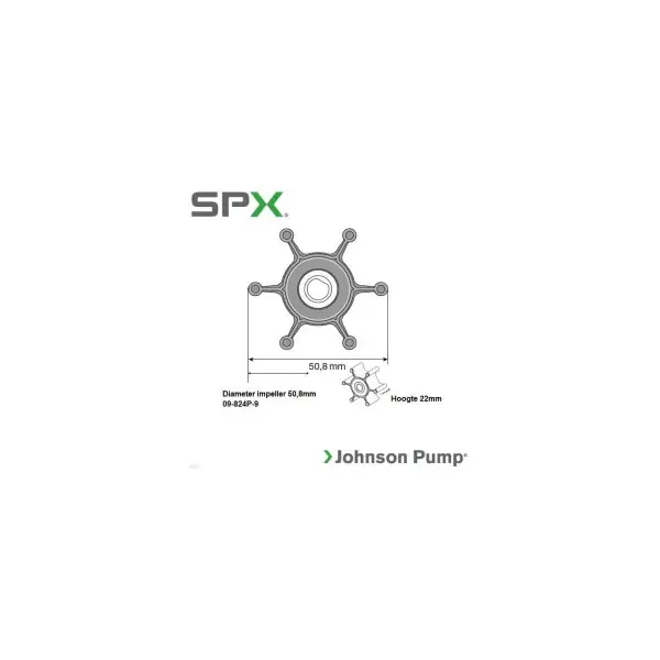 Dernière Chance Johnson Pump 09-824P-9 5-Blade Impeller 50.8 x 22 mm