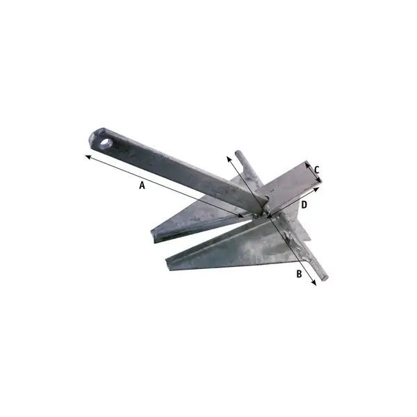Allpa Galvanized Type Danforth 12 kg Anchor - 072690 Jusqu'à Épuisement Des Stocks