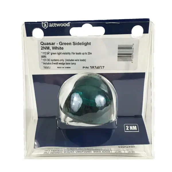 Attwood 12v Green Side Navigation Light 2NM - 3834G7 Prix Choc