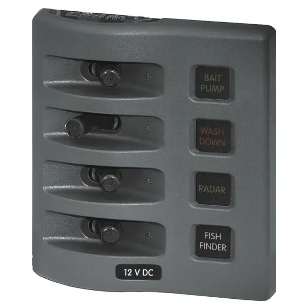 Authentique Blue Sea Wether Deck 4 Function Switch Panel 12V - 4304 BSS