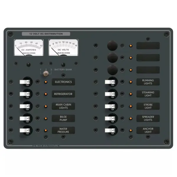 Blue Sea DC 12V Distribution Panel 13 Function - 8068 BSS Vente Directe