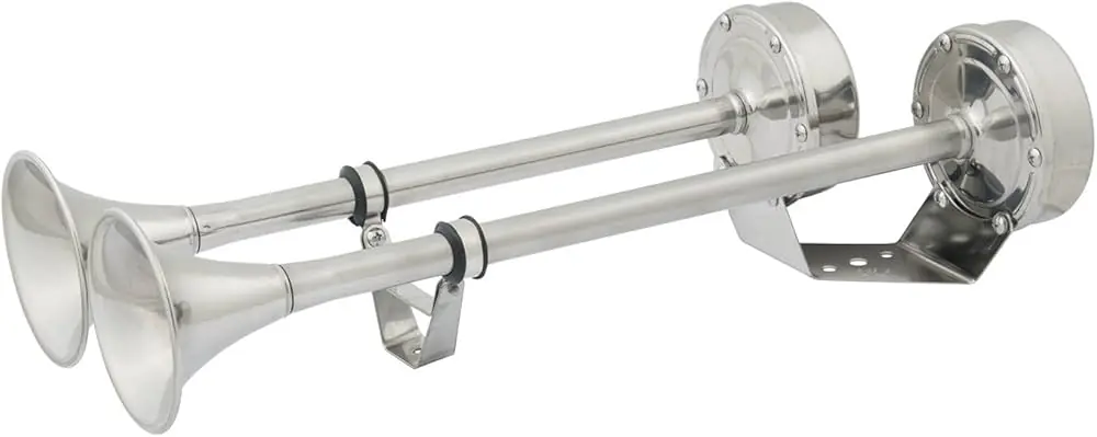 Nouvel Arrivage Marinco Trumpet Electric Air Horn Double 12V Stainless Steel - 10029XLP