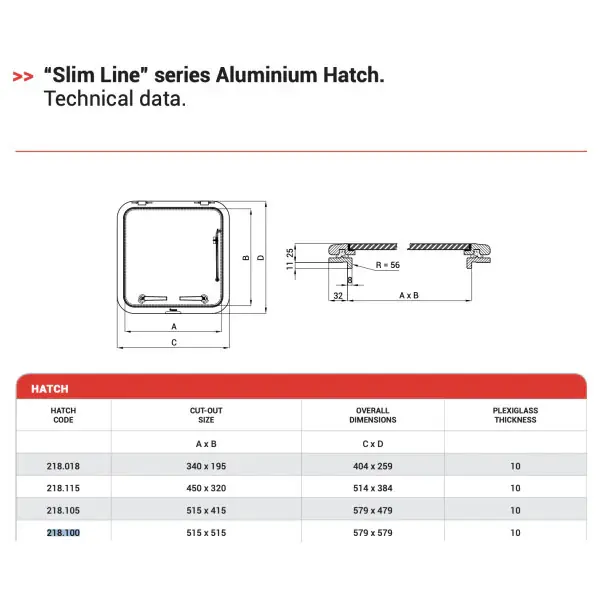 Meilleure Vente Nemo Slim Line Aluminum Hatch 515 x 515 mm Blue - 218.100