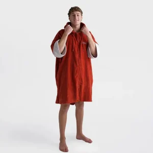 Commande En Gros Towel Robe - Poncho Zippé Coton Organic Adulte Orange