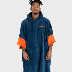 Towel Robe - Poncho Zippé Coton Organic Adulte Bleu Prix Réduit
