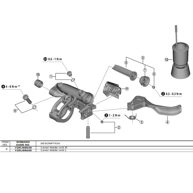 Seulement Aujourd'hui Shimano Assemblage de levier BL-M9220 Y2RJ98050