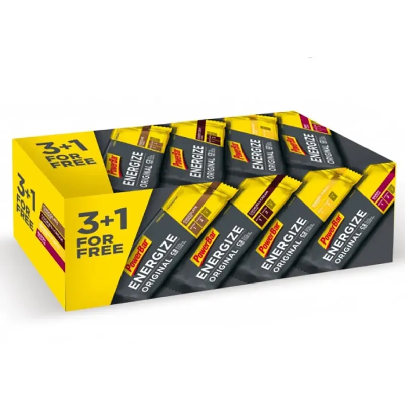 Livraison Express Powerbar Barres Énergétiques Energize Original Boîte de 4x9 Unités Glace & Punch & Baya Crème de banane Chocolat&Biscuits 55g