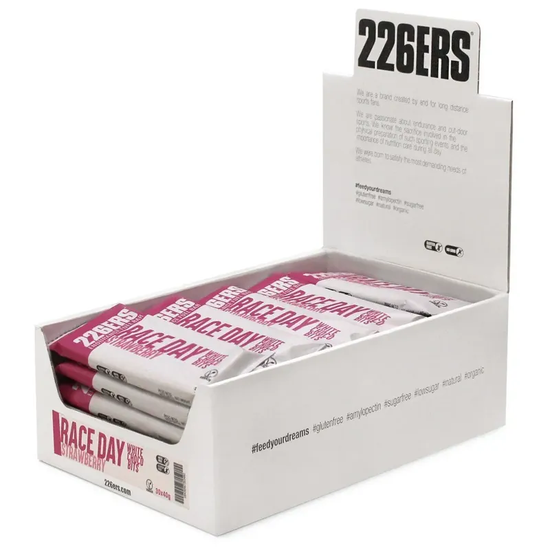 226ERS Boîte de barres énergétiques Race Day Choco Bits Fraise 40g 30 unités Vente Directe