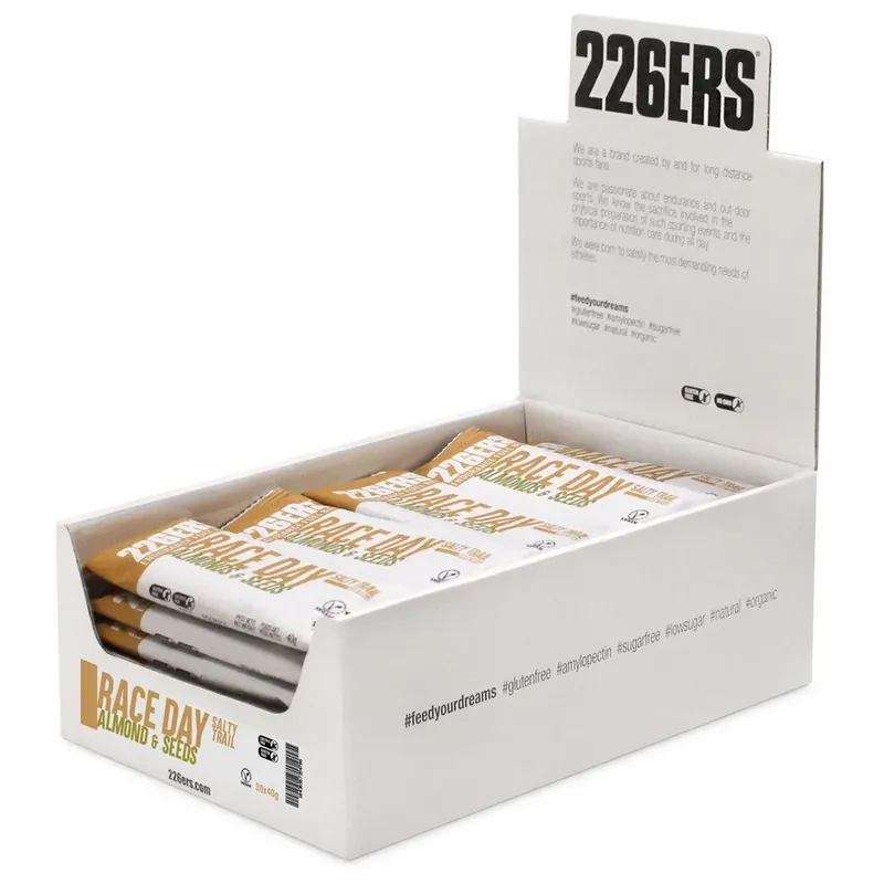 Expédition Rapide 226ERS Boîte de barres énergétiques Race Day Salty Trail Amandes et graines 40g 30 unités