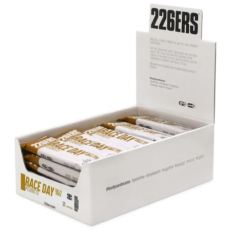 226ERS Boîte de barres énergétiques Race Day Salty Trail Cacahuète 40g 30 unités Prix Cassé