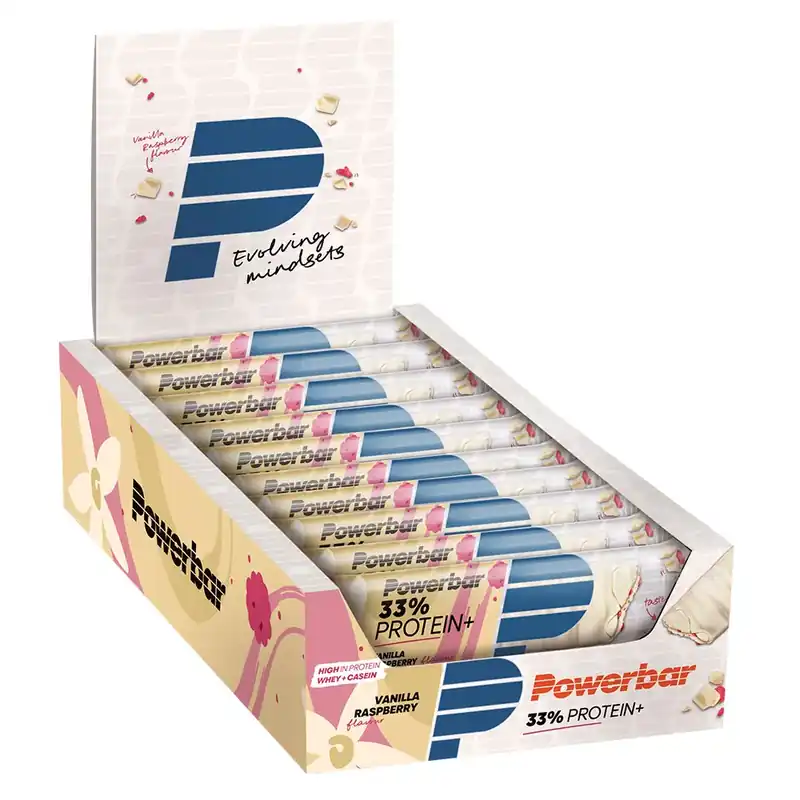 Powerbar Boîte de barres protéinées Plus 33% Vanille et framboise 90g 10 unités Commande En Gros