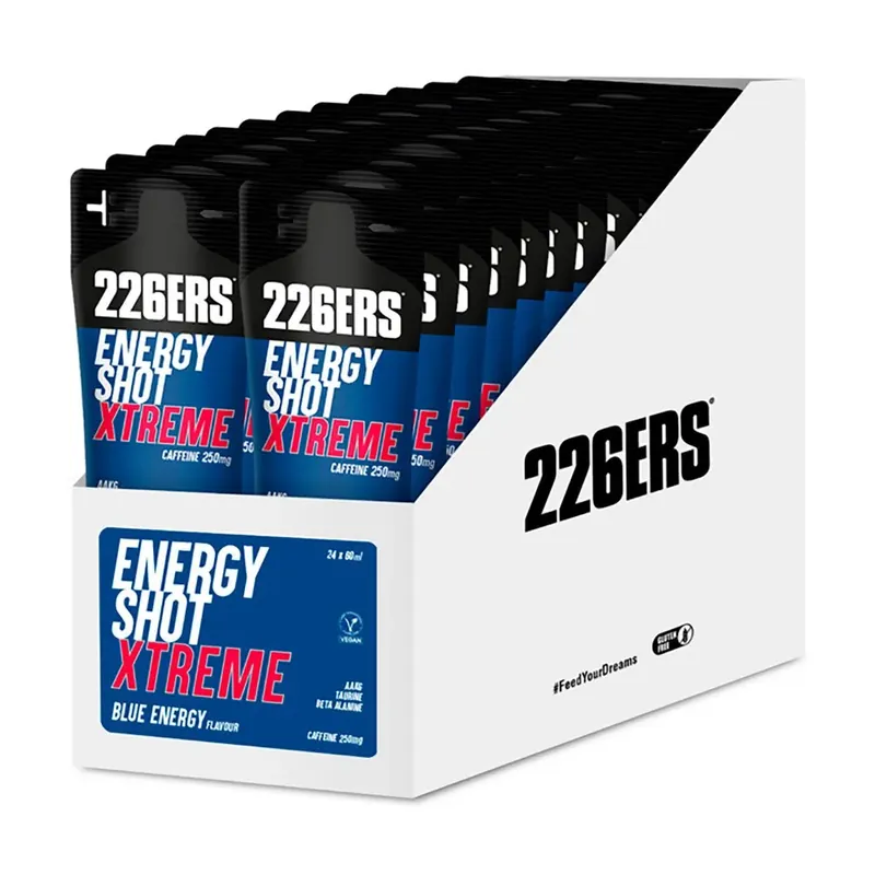 226ERS Boîte de Boisson Énergétique Monodose Shot Xtrem 250mg CAFF énergie bleue 60ml Top Vente