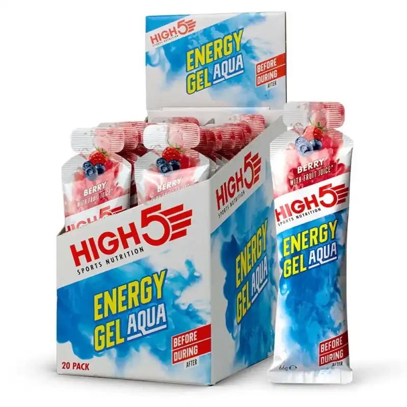 Nouvel Arrivage High5 Boîte de gels énergétiques Aqua Baie 66g 20 unités