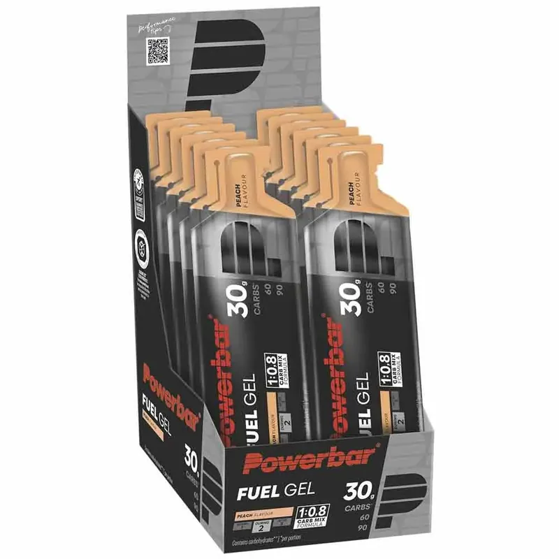 Nouvel Arrivage Powerbar Boîte de gels énergétiques Fuel 30 50ml Pêche 12 unités