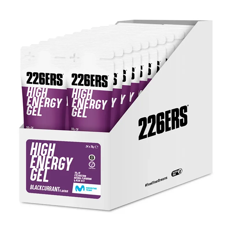 226ERS Boîte de gels énergétiques High BCAA´s Cassis 76g 24 unités Must-Have