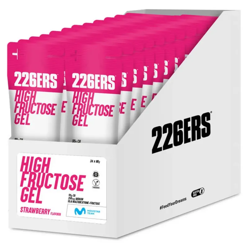 Retour Gratuit 226ERS Boîte de gels énergétiques High Fructose Fraise 44g 32 unités