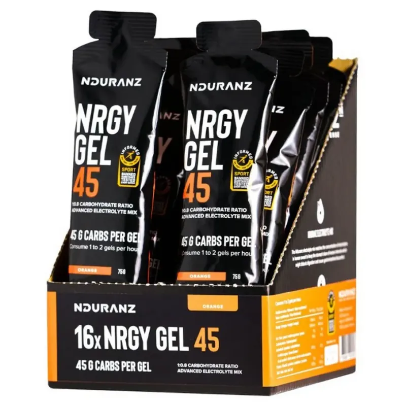 Nduranz Boîte de gels énergétiques Nrgy 45 Orange 75g 16 unités Authentique