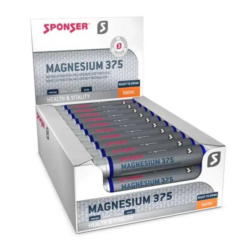 Expédié Aujourd'hui Sponser Sport Food Boîte d´ampoules buvables de Magnésium 375 Exotique 25ml 30 unités