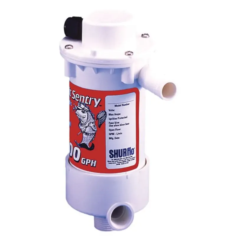 Shurflo Pompe à double port pour vivier Bait Sentry 1100GPH Petit Prix
