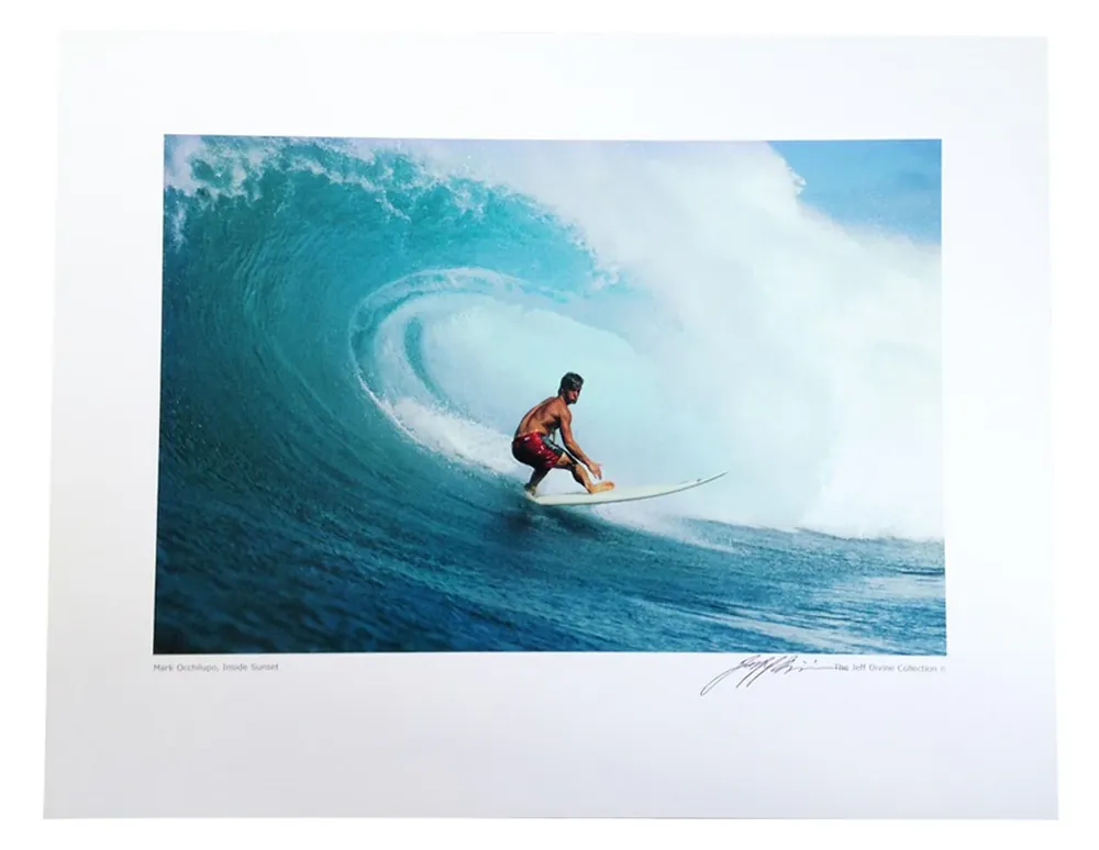 Prix Réduit Poster Photo Surf The JEFF DIVINE Collection No 4 ‘Mark Occhilupo Inside Sunset 1987‘