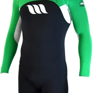 WEST - Combinaison surf - Edge Spring Suit manches longues 2/2mm front zip - Black / Green Meilleure Vente