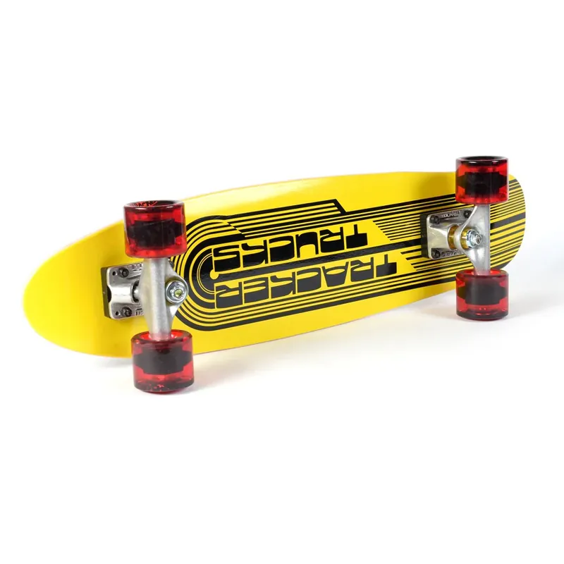 Super Prix TRACKER Skateboard - Classic Small Wing Cruizer - Yellow 29‘ (73 cm) - Red Wheels