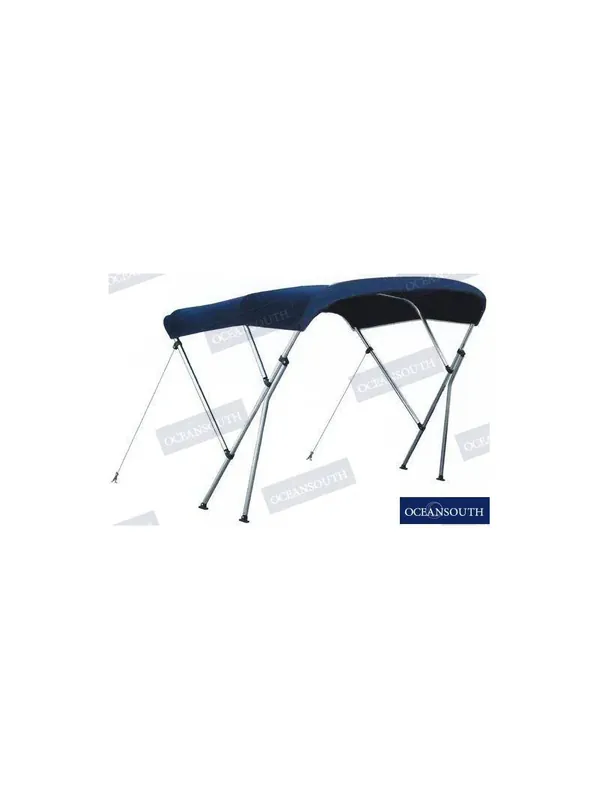 Jusqu'à Épuisement Des Stocks BIMINI AVEC SUPPORT 170/190 CM BLEU AUVENT À 3 ARCHES POUR BATEAUX DE PÊCHE ET DE PLAISANCE.