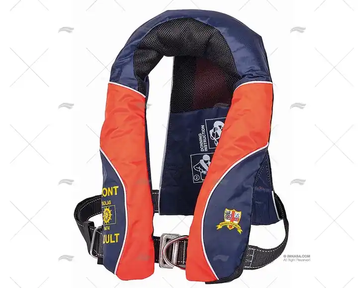 Certifié GILET AUTO GONFLABLE SOLAS 150N avec harnais