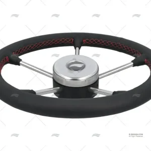 VOLANT EN CUIR 350mm NOIR SURP. ROUGE IMNASA Solde